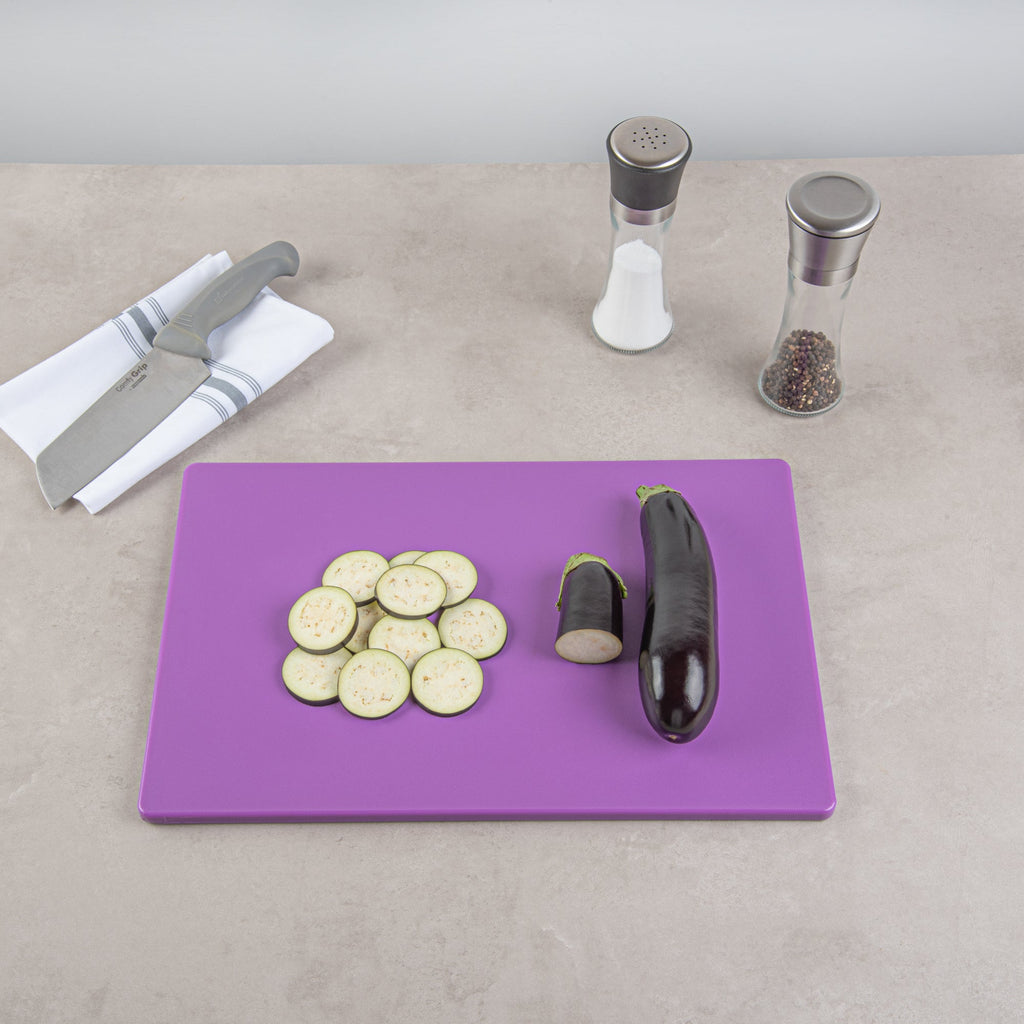 Chef 101 Purple Plastic Cutting Board - 18" x 12" - 10 count box