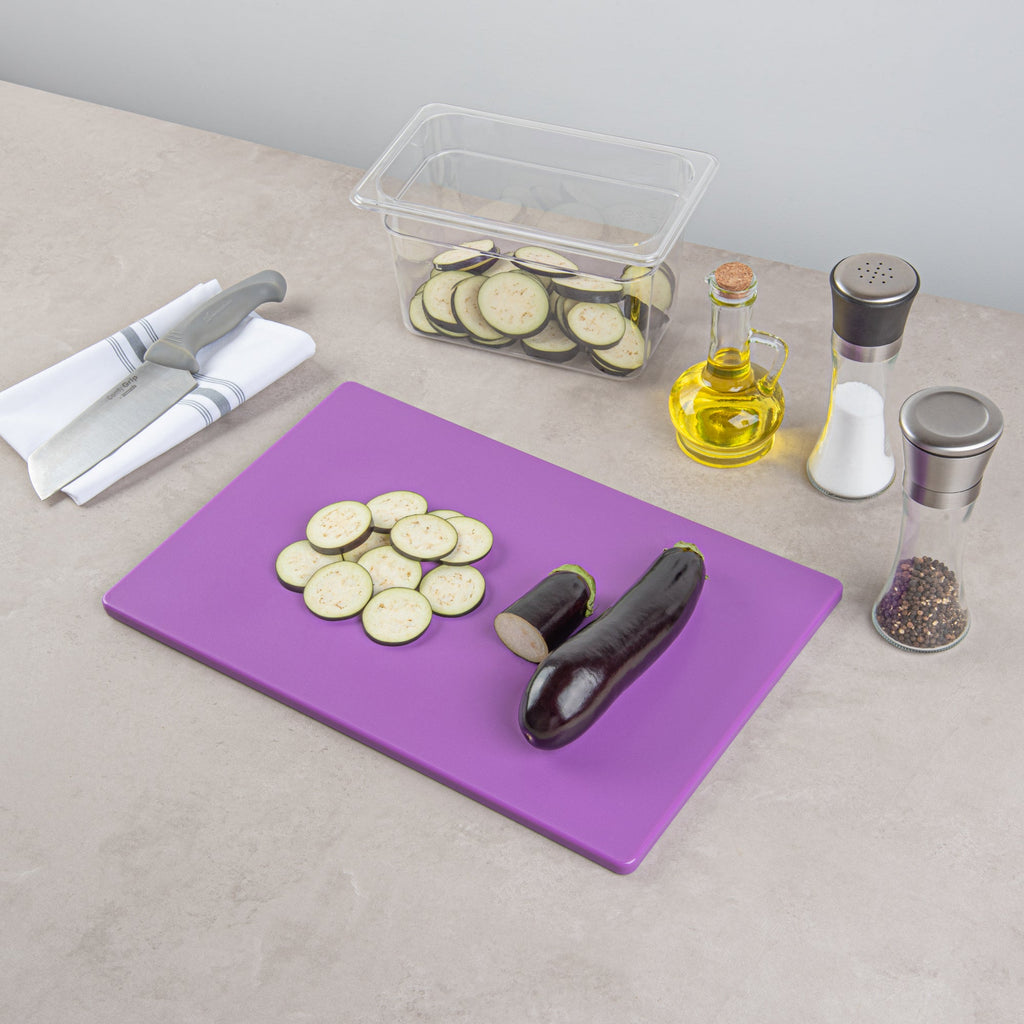 Chef 101 Purple Plastic Cutting Board - 18" x 12" - 10 count box