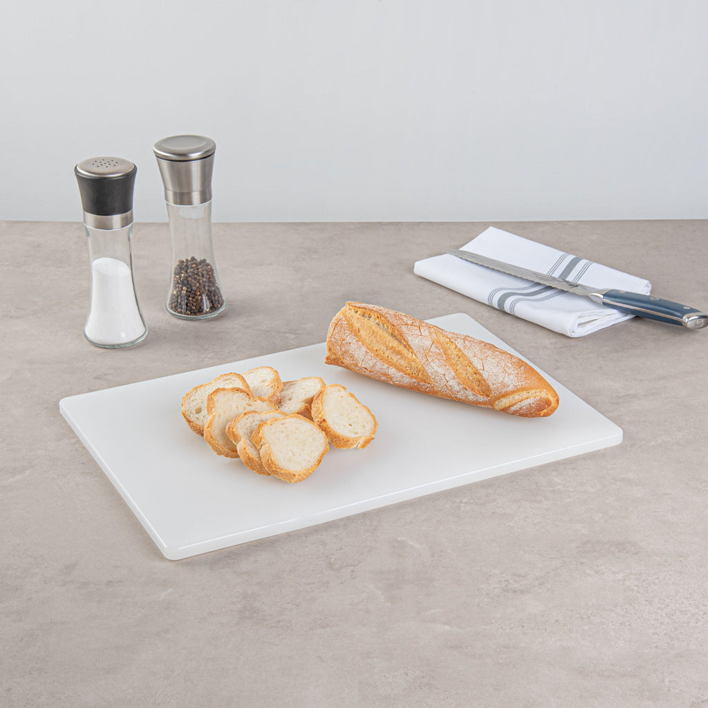 Chef 101 White Plastic Cutting Board - 18" x 12" x 1/2" - 1 count box