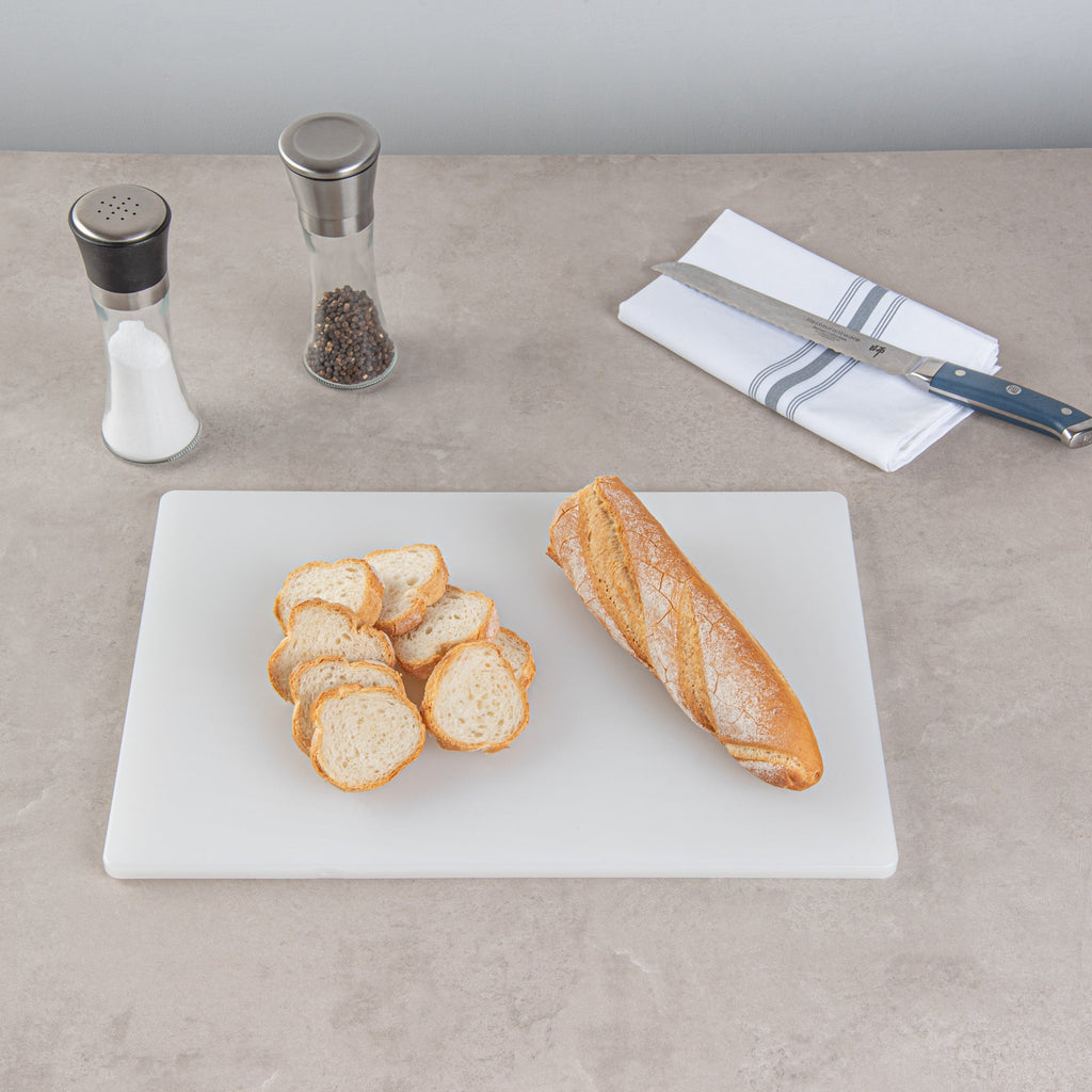 Chef 101 White Plastic Cutting Board - 18" x 12" x 1/2" - 1 count box