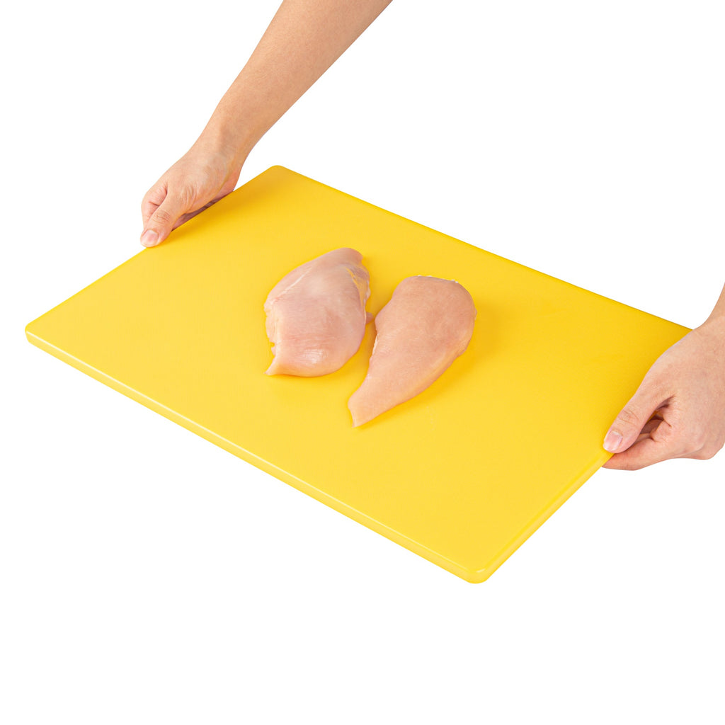 Chef 101 Yellow Plastic Cutting Board - 18" x 12" - 10 count box