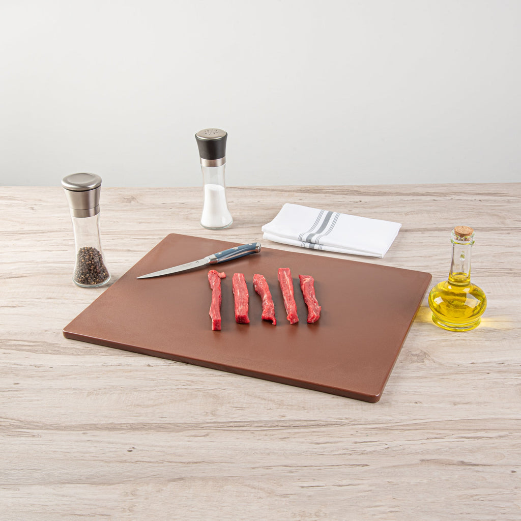 Chef 101 Brown Plastic Cutting Board - 20" x 15" - 10 count box