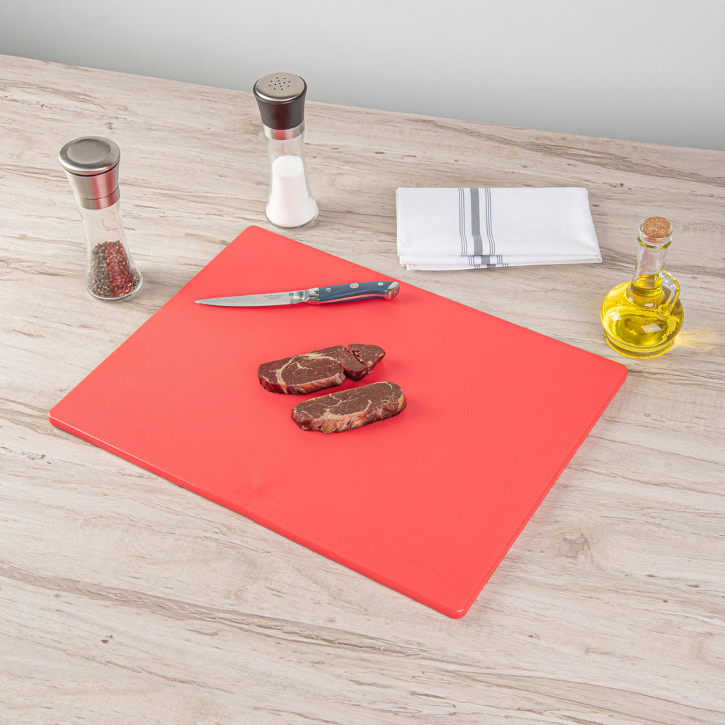 Chef 101 Red Plastic Cutting Board - 20" x 15" - 1 count box