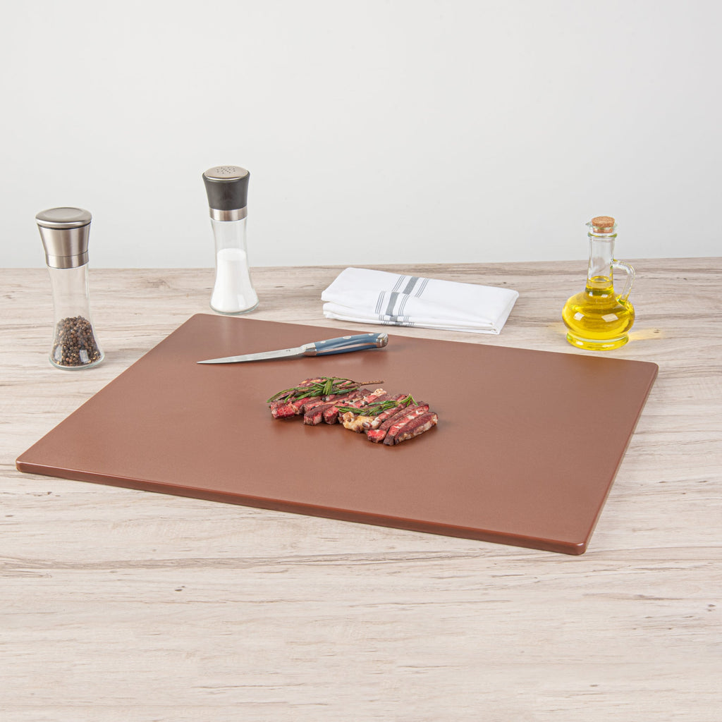 Chef 101 Brown Plastic Cutting Board - 24" x 18" - 10 count box