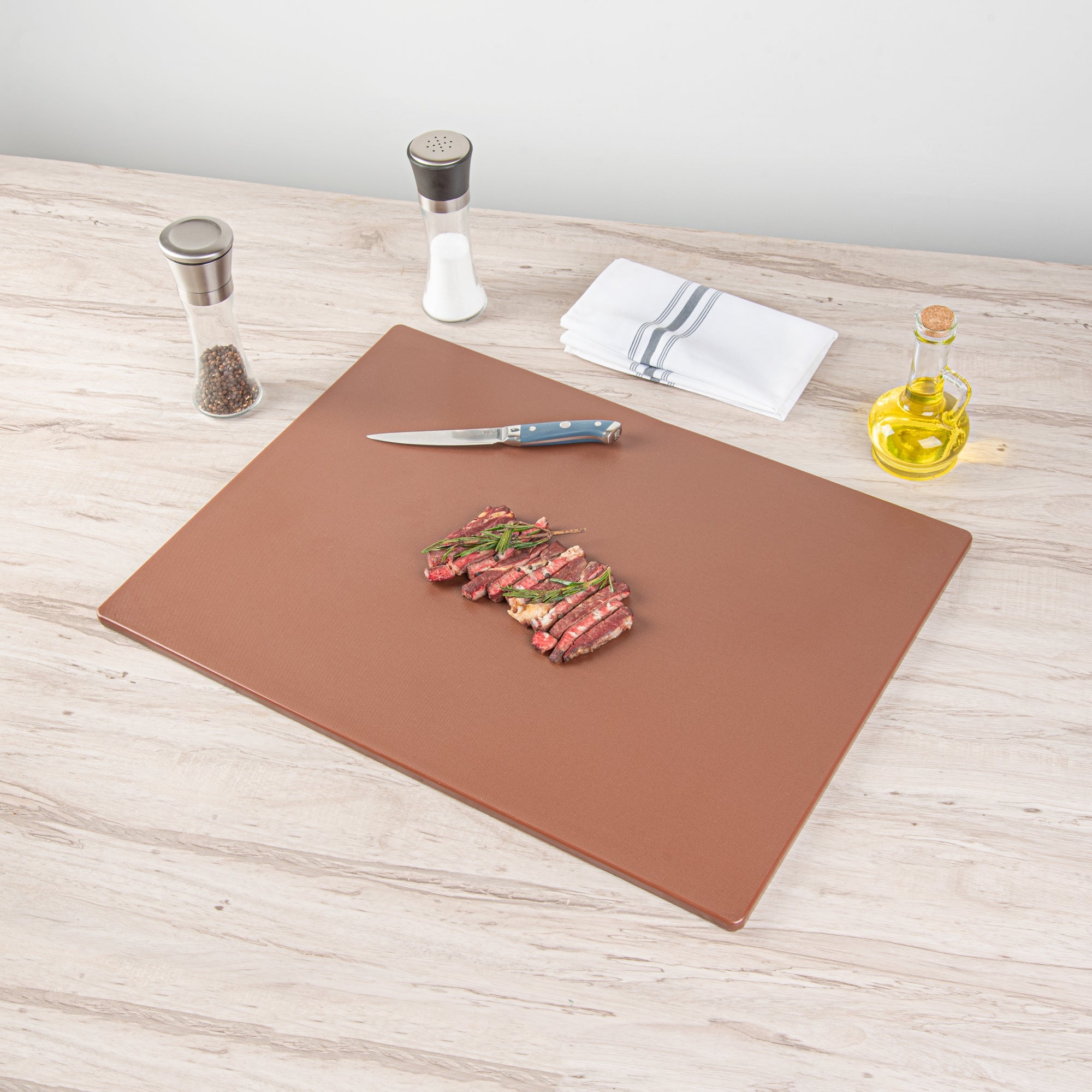 Chef 101 Brown Plastic Cutting Board - 24" x 18" - 10 count box