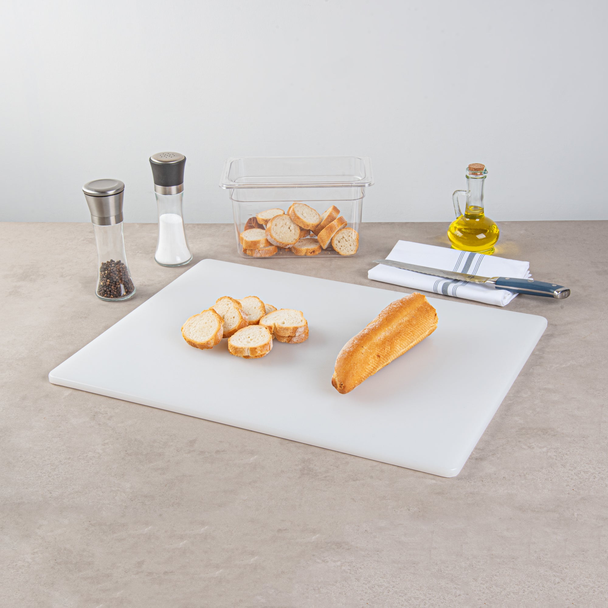 Chef 101 White Plastic Cutting Board - 24" x 18" x 1/2" - 1 count box