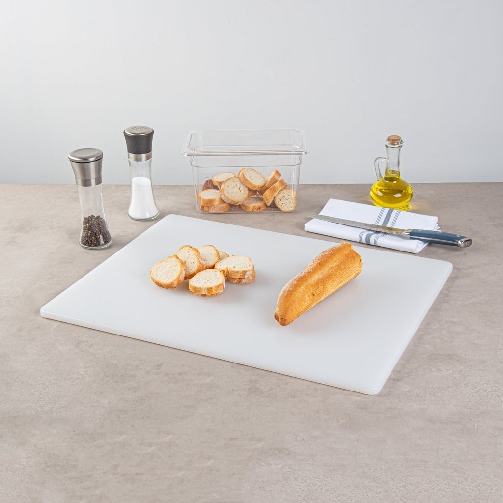 Chef 101 White Plastic Cutting Board - 24" x 18" x 1/2" - 10 count box