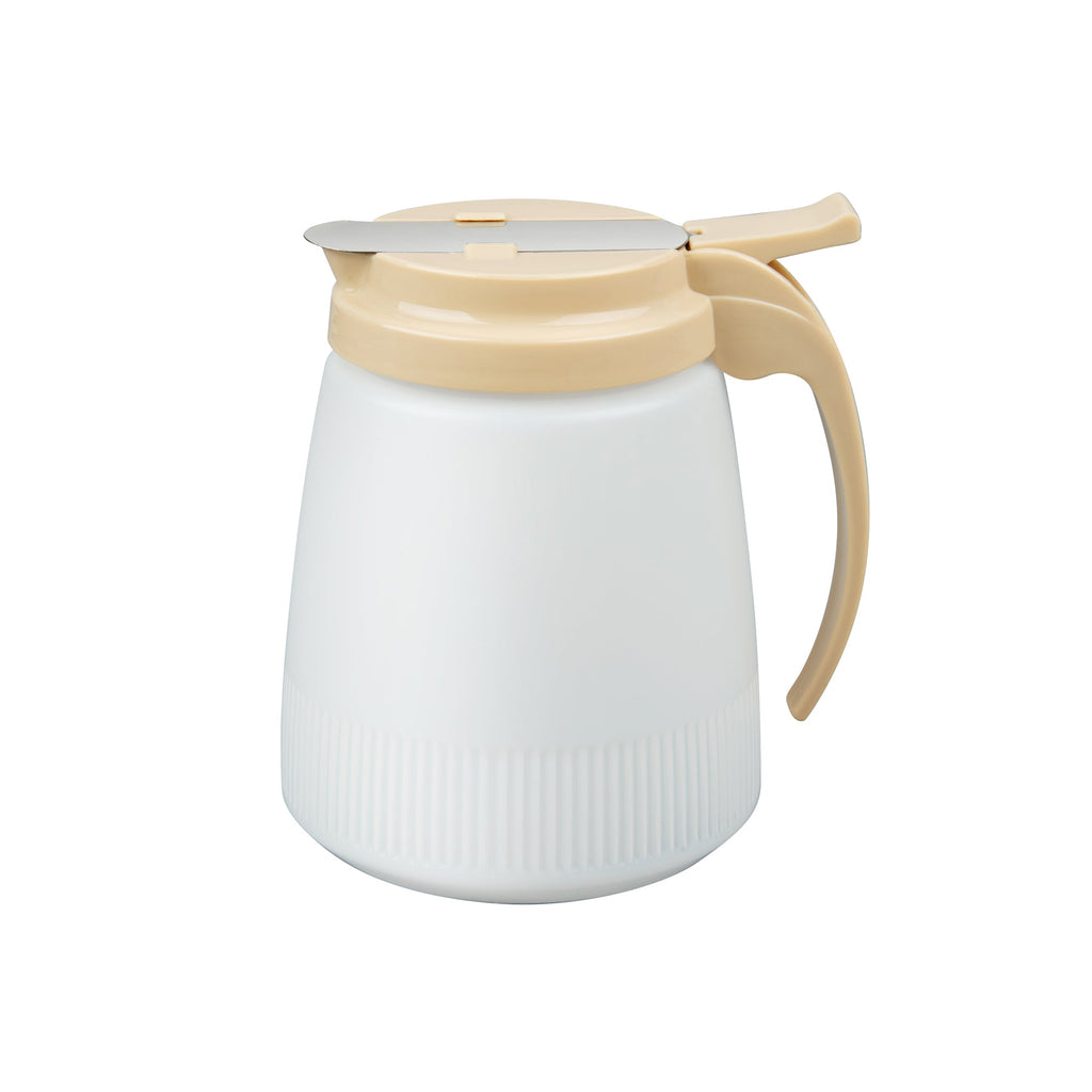 Chef 101 32 oz Beige Plastic All Purpose / Syrup Dispenser - 5 1/2" x 4 1/2" x 5 3/4" - 10 count box