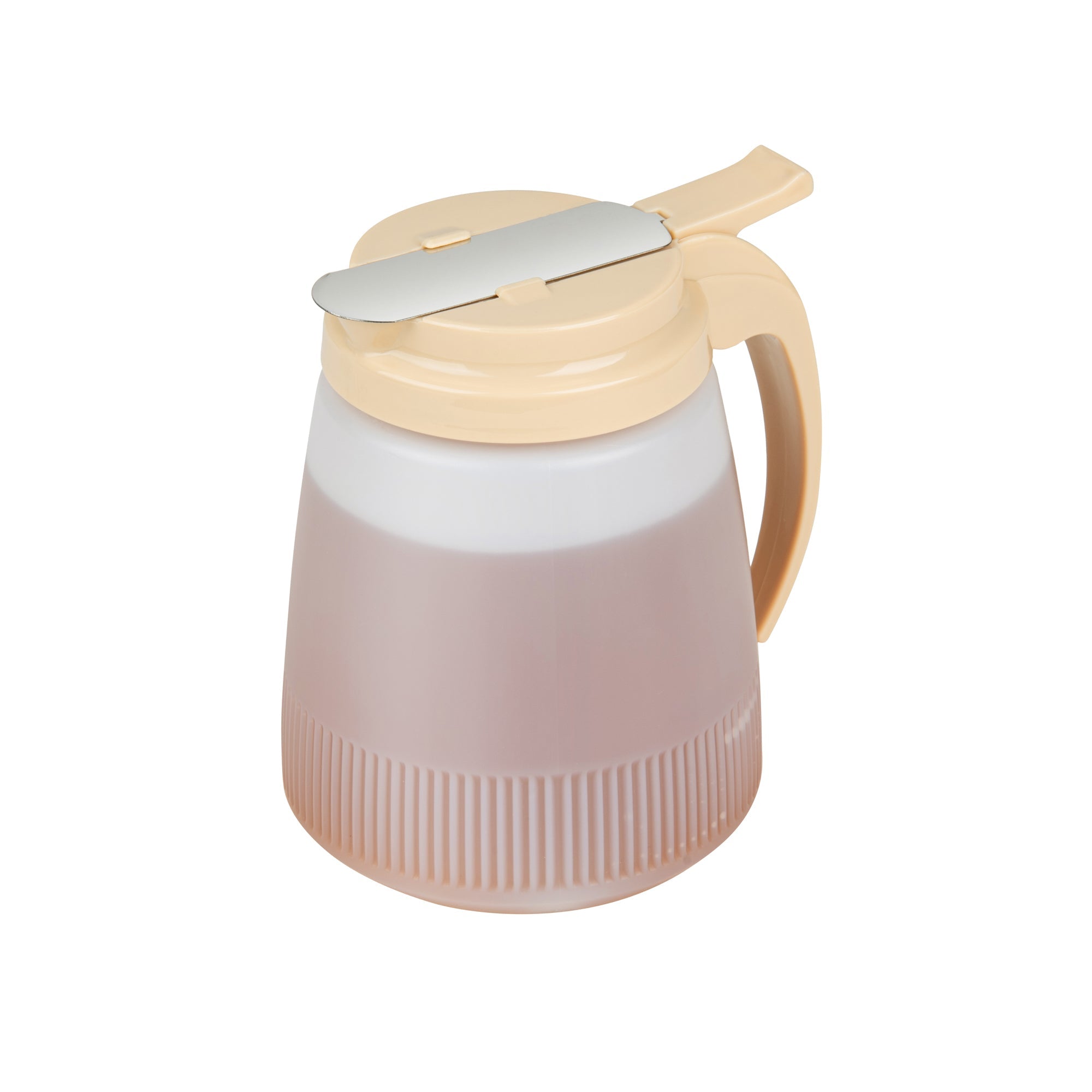 Chef 101 32 oz Beige Plastic All Purpose / Syrup Dispenser - 5 1/2" x 4 1/2" x 5 3/4" - 10 count box