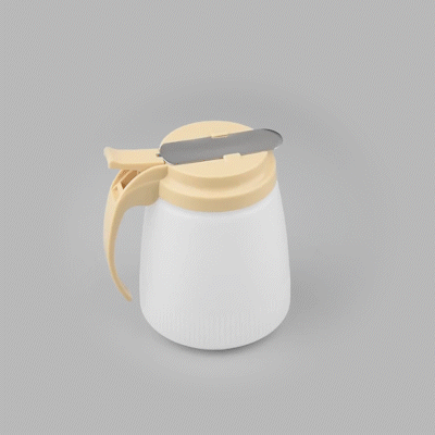 Chef 101 32 oz Beige Plastic All Purpose / Syrup Dispenser - 5 1/2" x 4 1/2" x 5 3/4" - 10 count box
