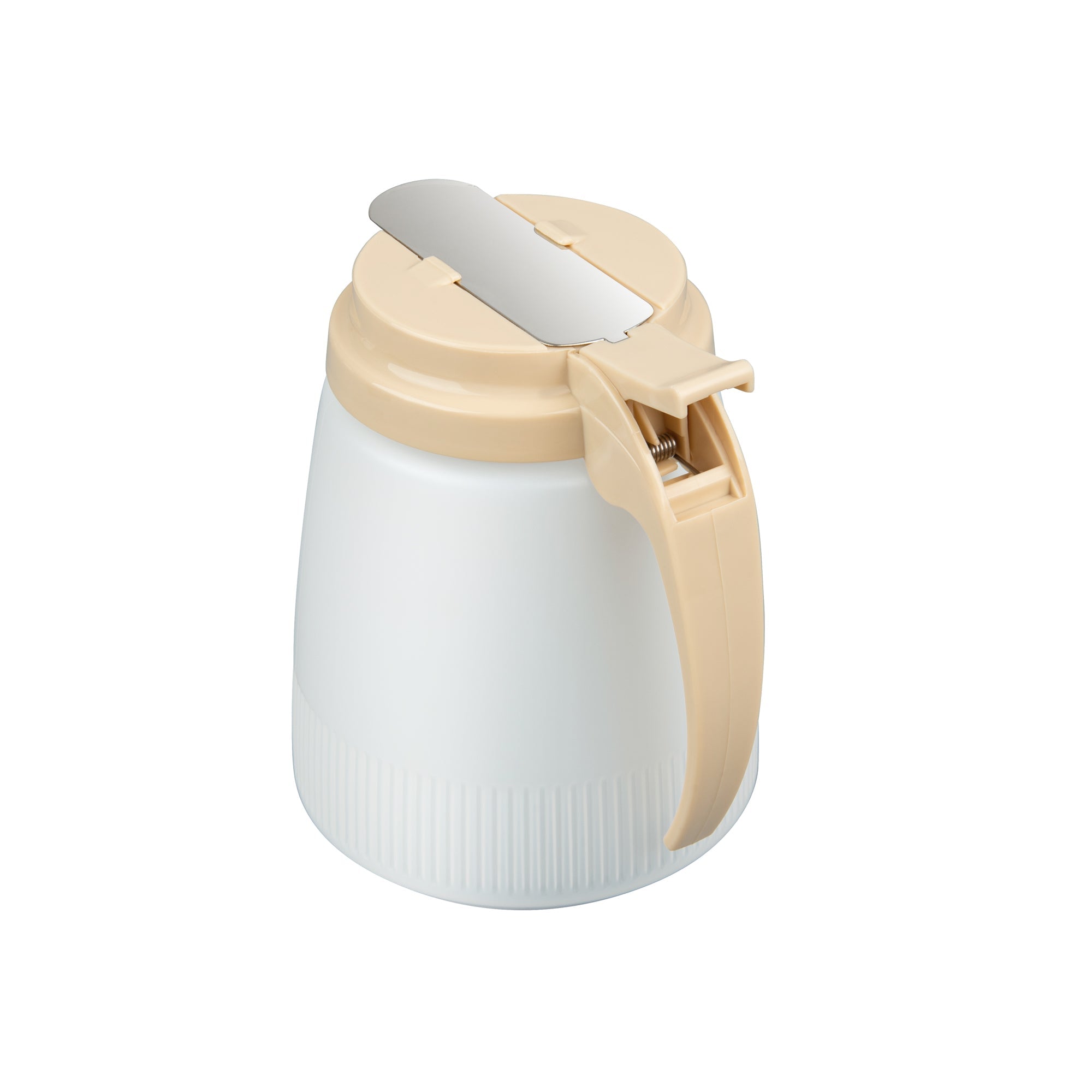 Chef 101 32 oz Beige Plastic All Purpose / Syrup Dispenser - 5 1/2" x 4 1/2" x 5 3/4" - 10 count box