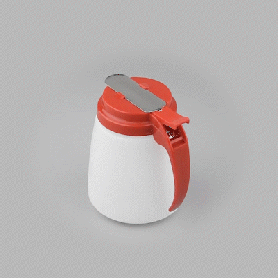 Chef 101 32 oz Red Plastic All Purpose / Syrup Dispenser - 5 1/2" x 4 1/2" x 5 3/4" - 1 count box