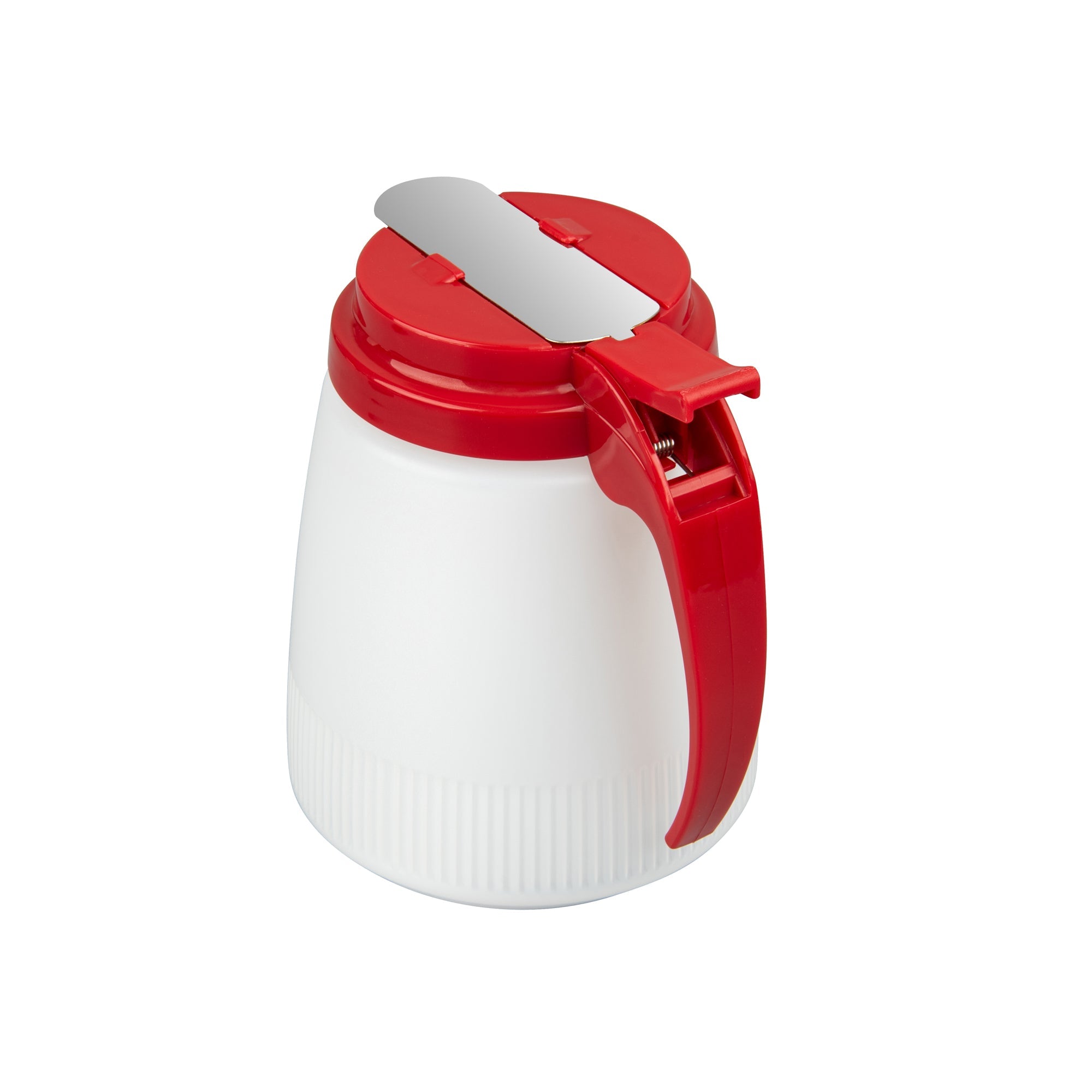 Chef 101 32 oz Red Plastic All Purpose / Syrup Dispenser - 5 1/2" x 4 1/2" x 5 3/4" - 10 count box