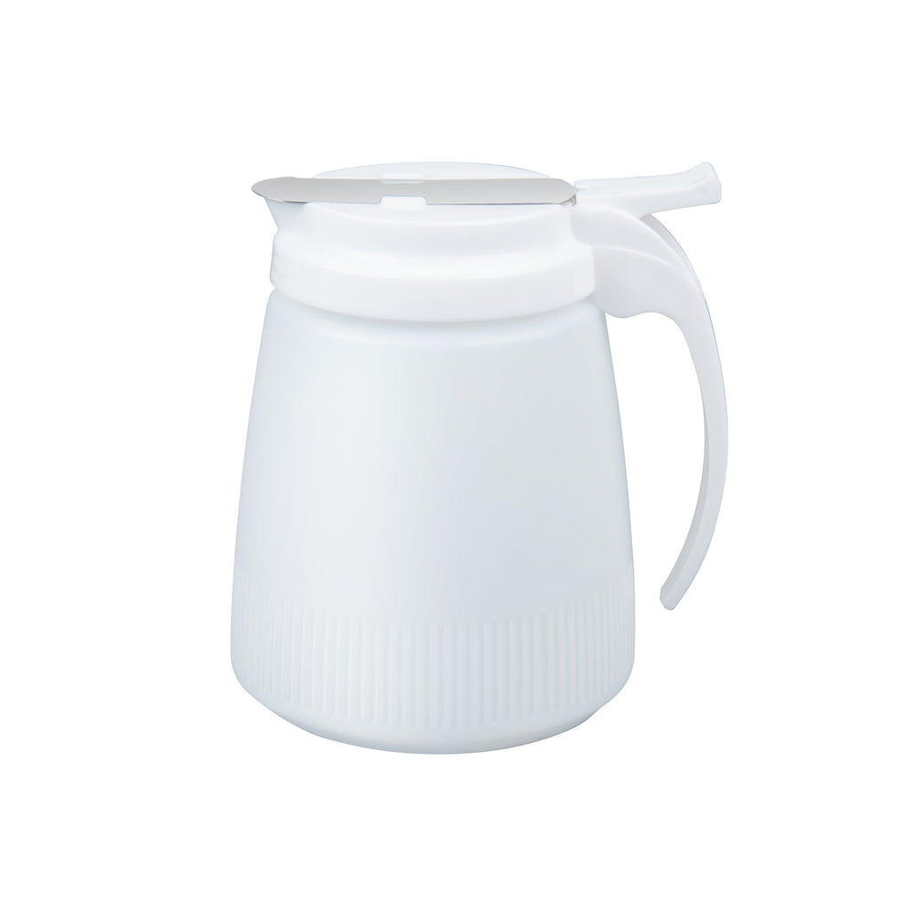 Chef 101 32 oz White Plastic All Purpose / Syrup Dispenser - 5 1/2" x 4 1/2" x 5 3/4" - 10 count box