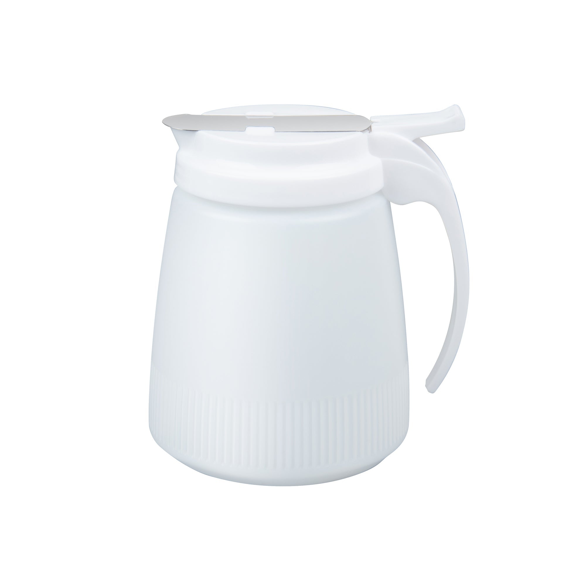 Chef 101 32 oz White Plastic All Purpose / Syrup Dispenser - 5 1/2" x 4 1/2" x 5 3/4" - 10 count box