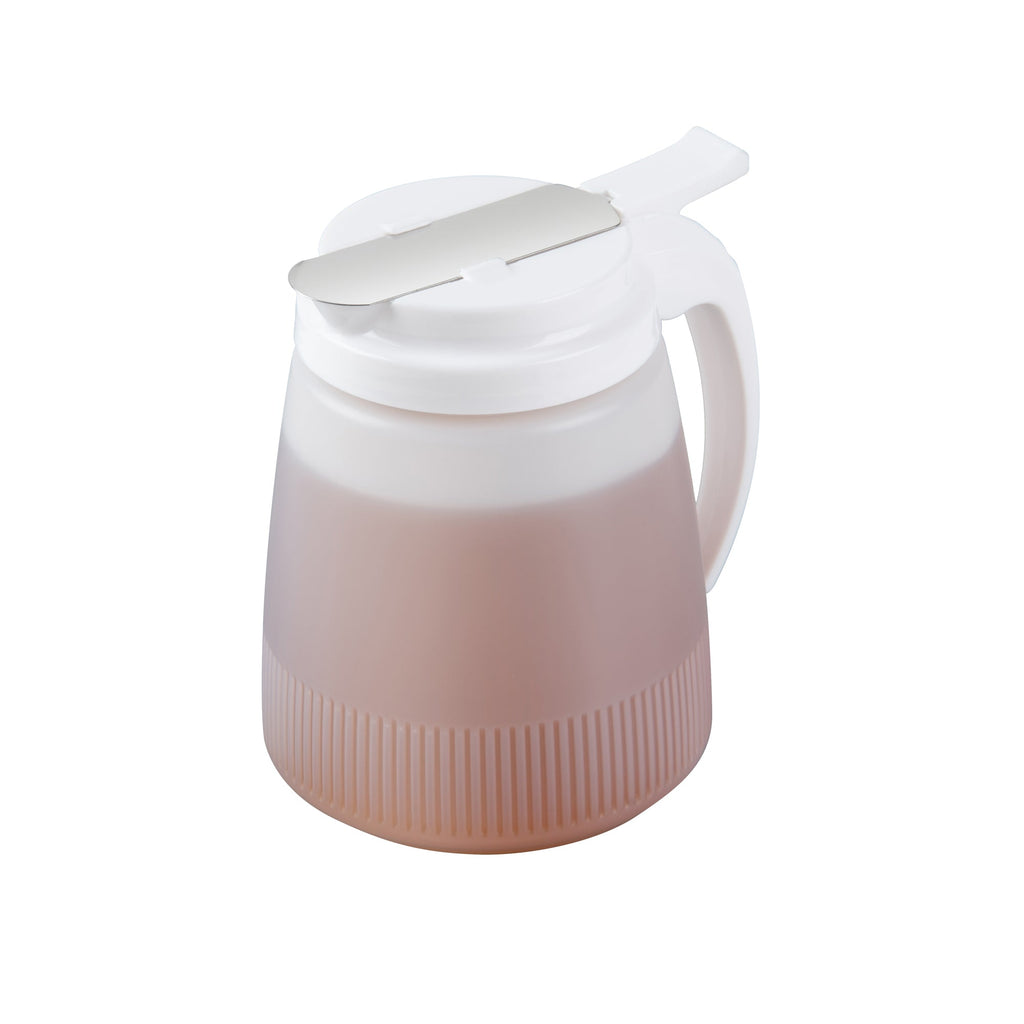 Chef 101 32 oz White Plastic All Purpose / Syrup Dispenser - 5 1/2" x 4 1/2" x 5 3/4" - 10 count box