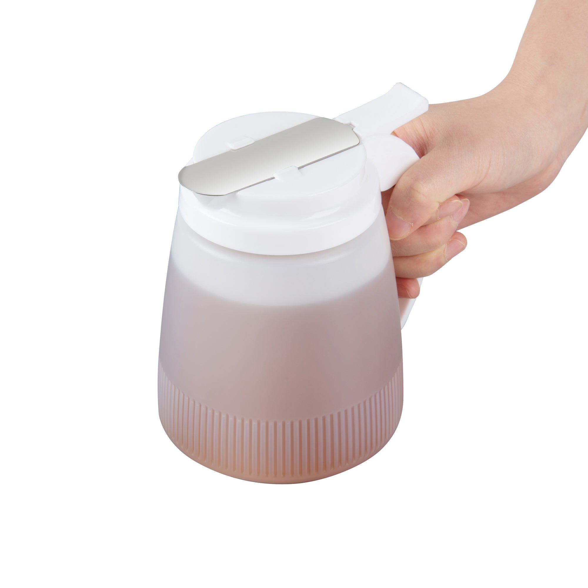 Chef 101 32 oz White Plastic All Purpose / Syrup Dispenser - 5 1/2" x 4 1/2" x 5 3/4" - 10 count box