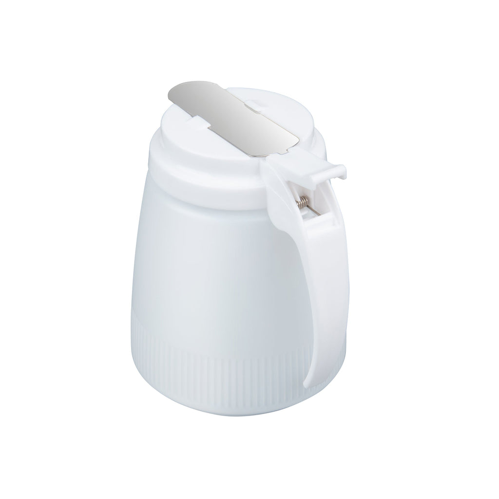 Chef 101 32 oz White Plastic All Purpose / Syrup Dispenser - 5 1/2" x 4 1/2" x 5 3/4" - 10 count box