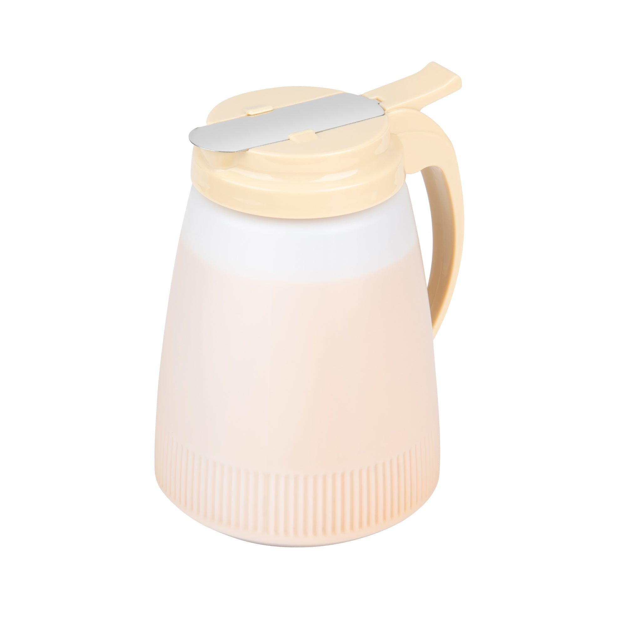 Chef 101 48 oz Beige Plastic All Purpose / Syrup Dispenser - 5 3/4" x 5" x 6 3/4" - 1 count box