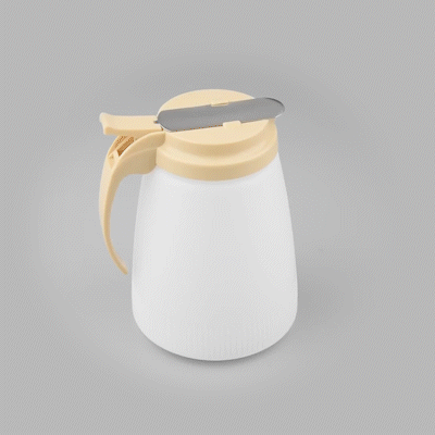 Chef 101 48 oz Beige Plastic All Purpose / Syrup Dispenser - 5 3/4" x 5" x 6 3/4" - 1 count box