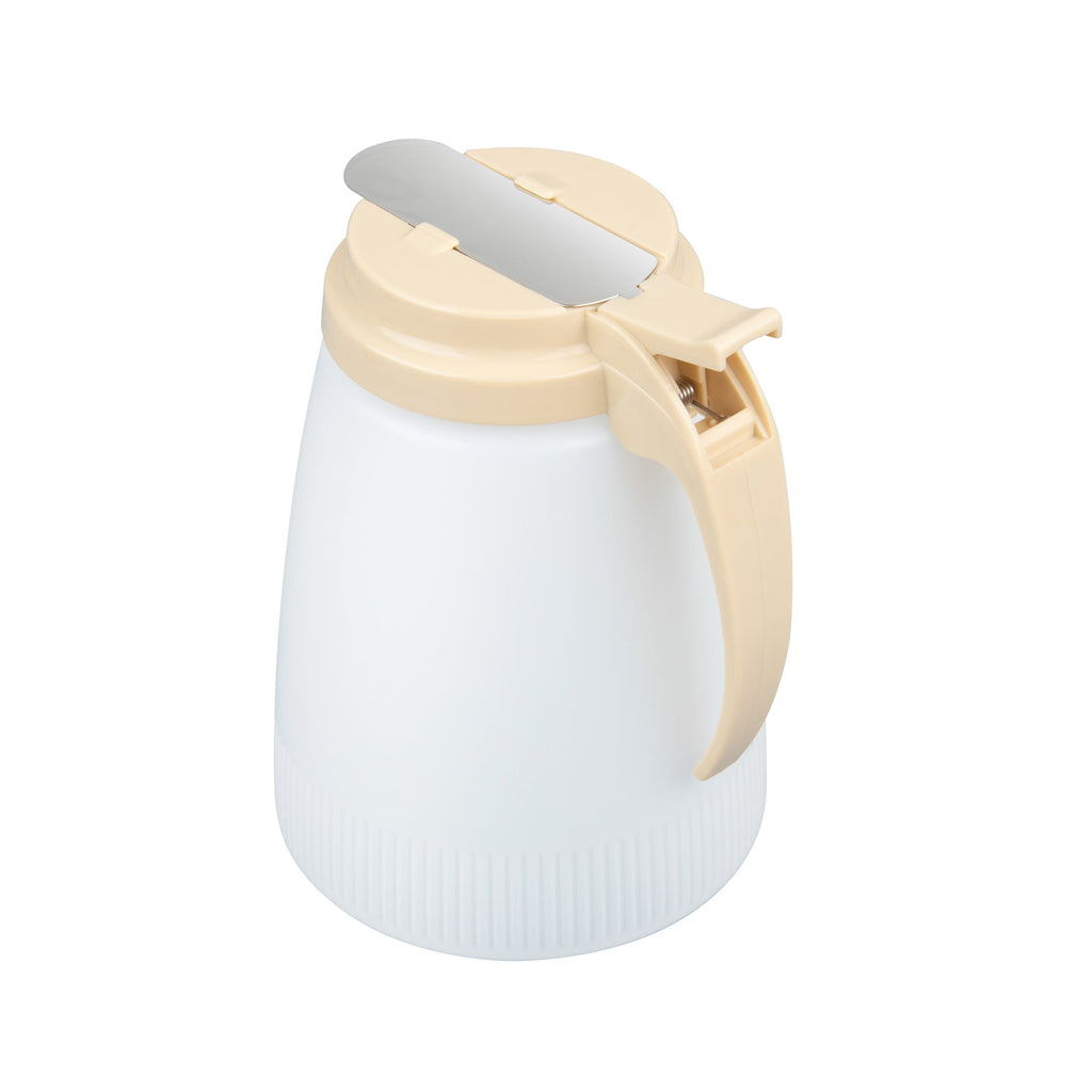 Chef 101 48 oz Beige Plastic All Purpose / Syrup Dispenser - 5 3/4" x 5" x 6 3/4" - 10 count box