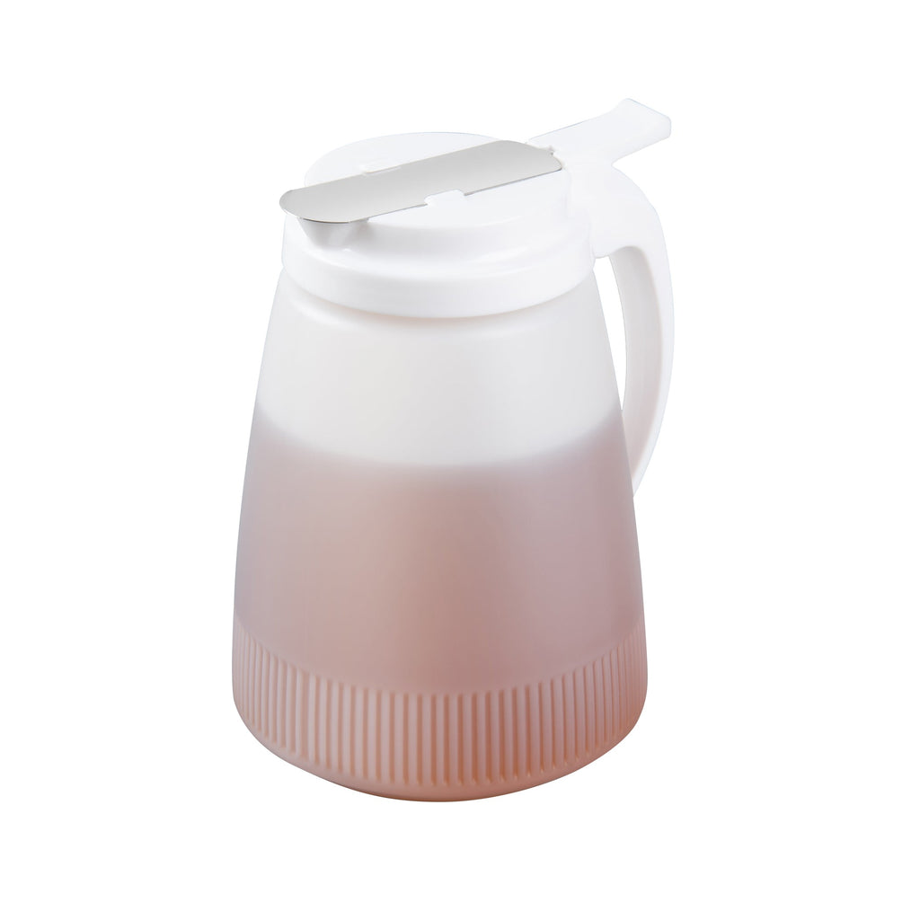 Chef 101 48 oz White Plastic All Purpose / Syrup Dispenser - 5 3/4" x 5" x 6 3/4" - 10 count box