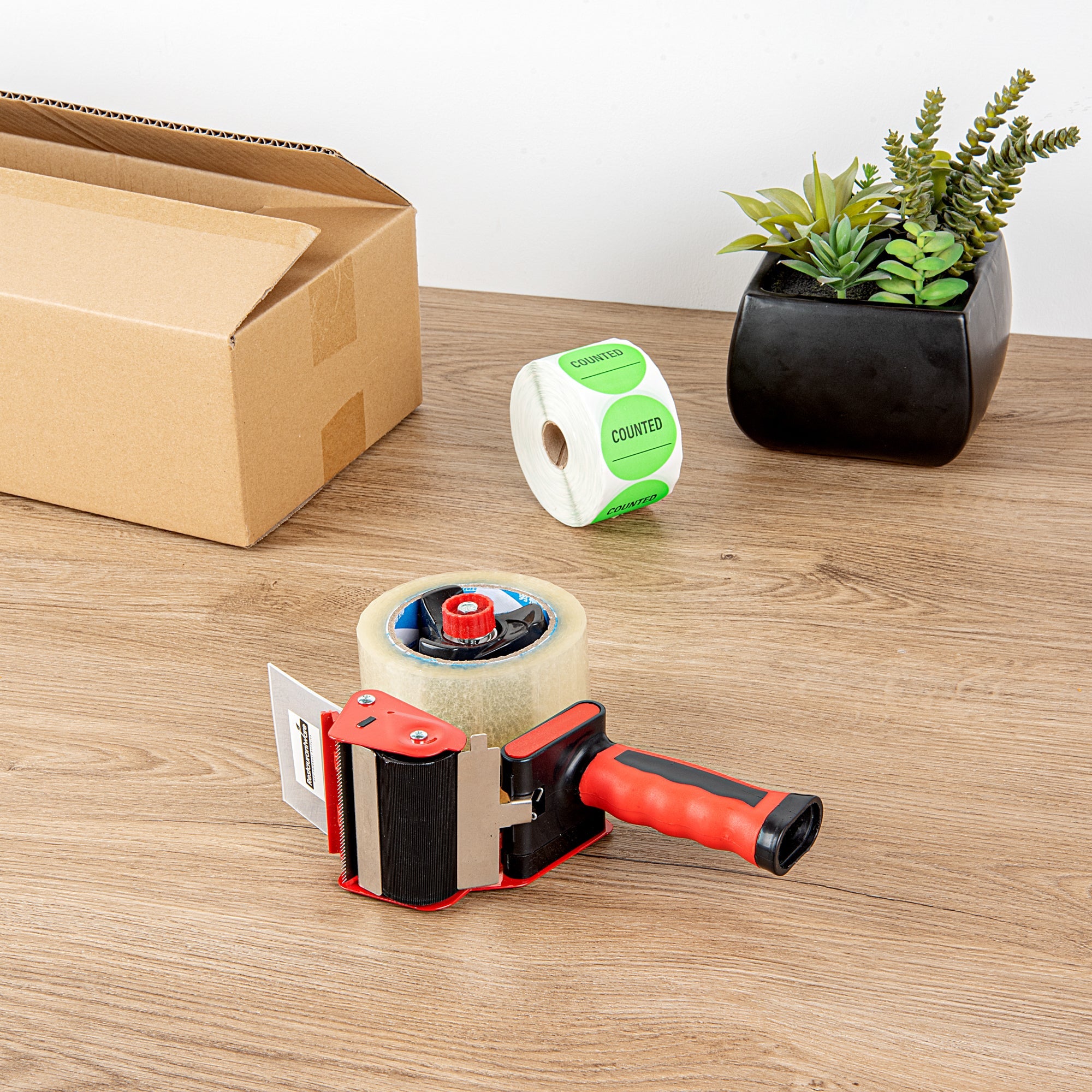 Handy Tek Red Tape Dispenser Gun - Rubber Handle - 3" - 1 count box
