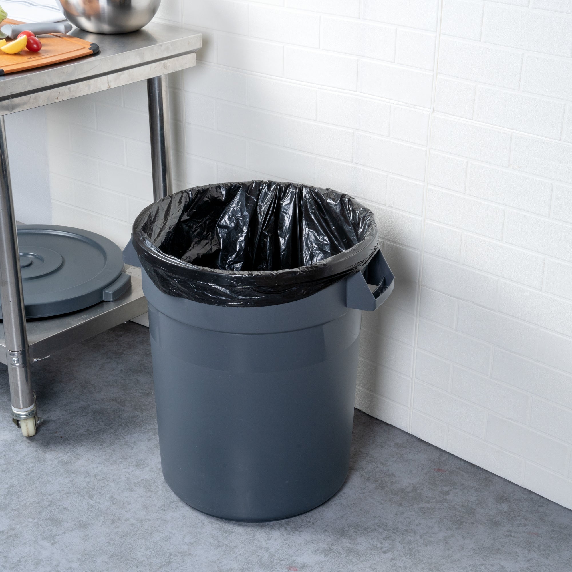 RW Clean 20 gal Gray Plastic Commercial Trash Can / Ingredient Bin - 22" x 19 1/4" x 22 3/4" - 1 count box
