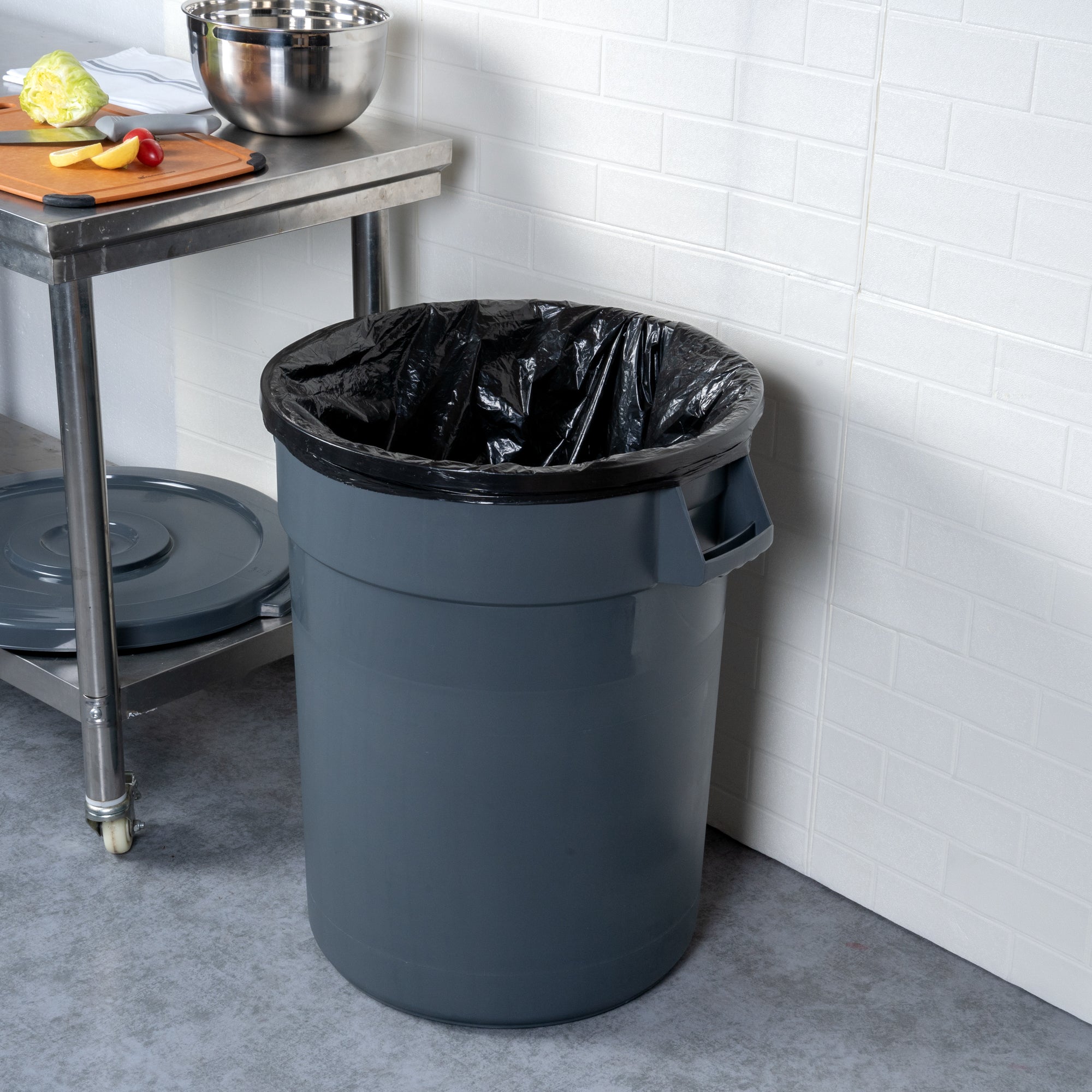 RW Clean 32 gal Gray Plastic Commercial Trash Can / Ingredient Bin - 25" x 22" x 27 1/4" - 1 count box