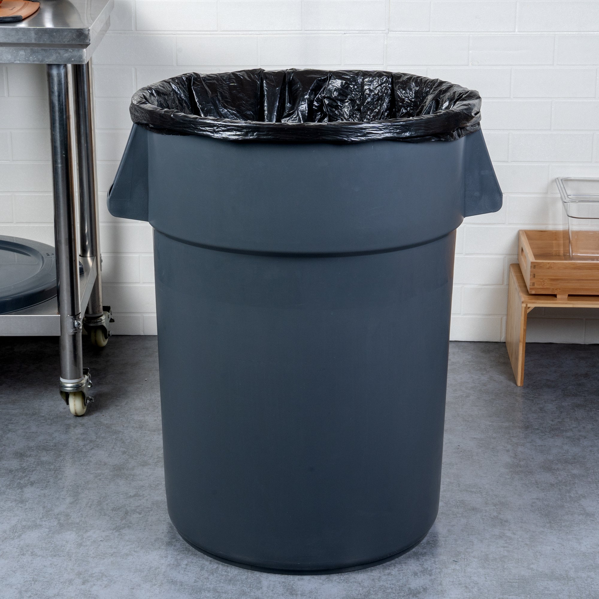 RW Clean 44 gal Gray Plastic Commercial Trash Can / Ingredient Bin - 27 1/2" x 23 3/4" x 31" - 1 count box