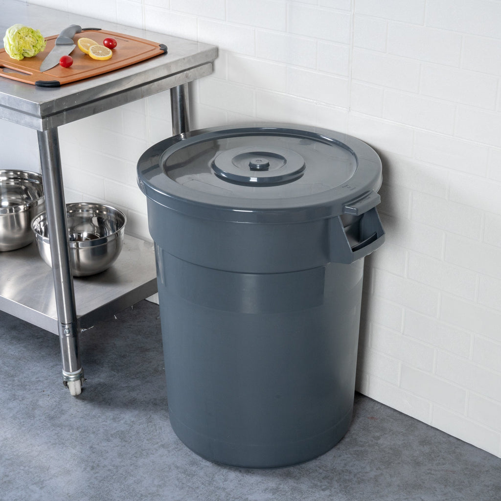 RW Clean Gray Plastic Commercial Trash Can / Ingredient Bin Lid - Fits 32 gal - 1 count box