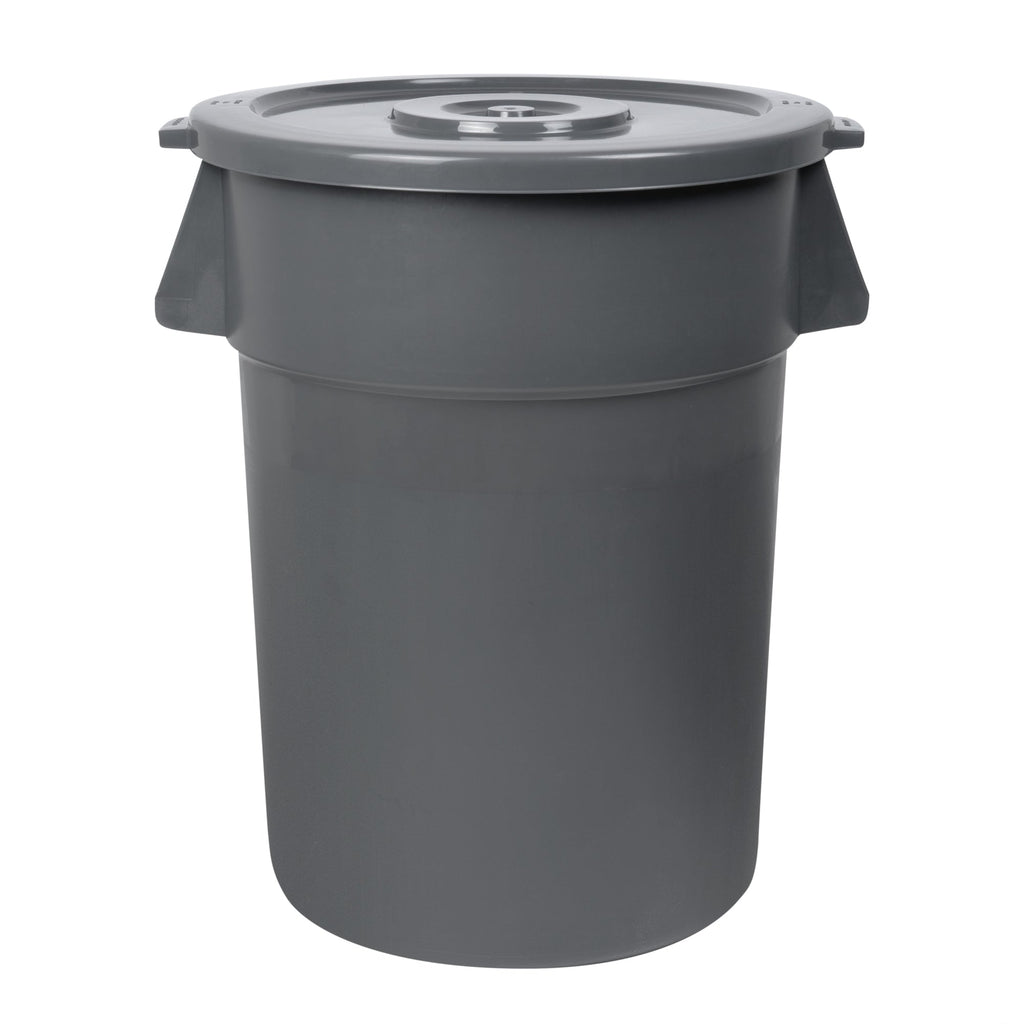 RW Clean Gray Plastic Commercial Trash Can / Ingredient Bin Lid - Fits 44 gal - 1 count box