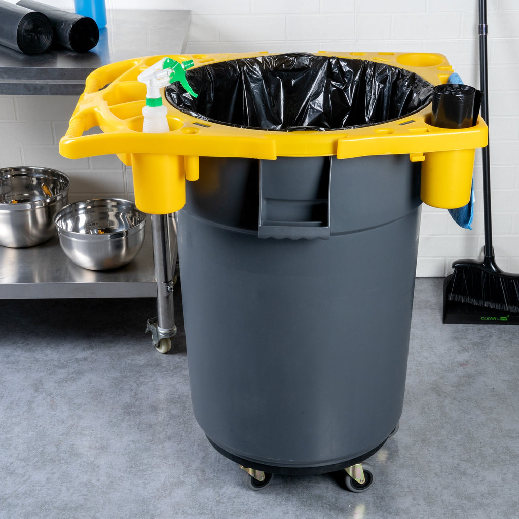 RW Clean Yellow Plastic Commercial Trash Can / Ingredient Bin Caddy - Fits 44 gal - 1 count box
