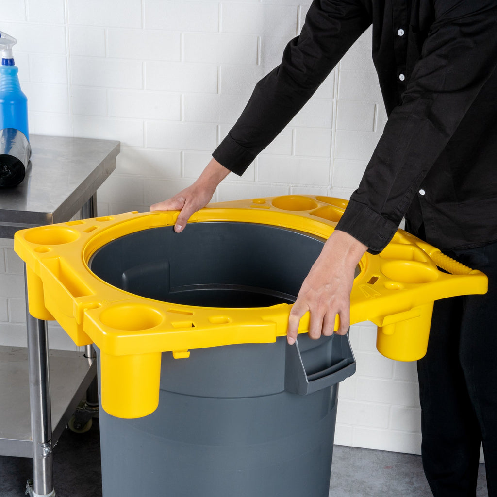 RW Clean Yellow Plastic Commercial Trash Can / Ingredient Bin Caddy - Fits 44 gal - 1 count box