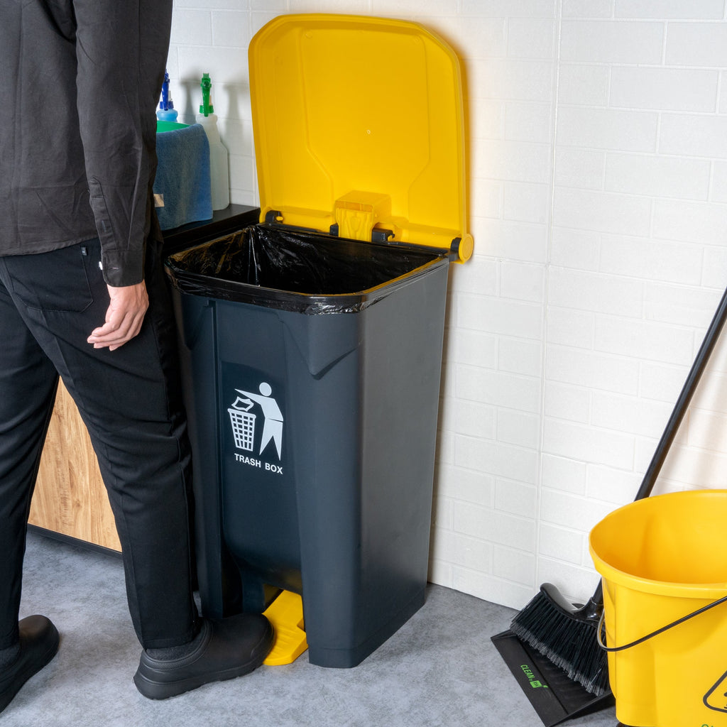 RW Clean 26 gal Dark Gray Plastic Step-On Trash Can - 19 1/2" x 18 3/4" x 33" - 1 count box