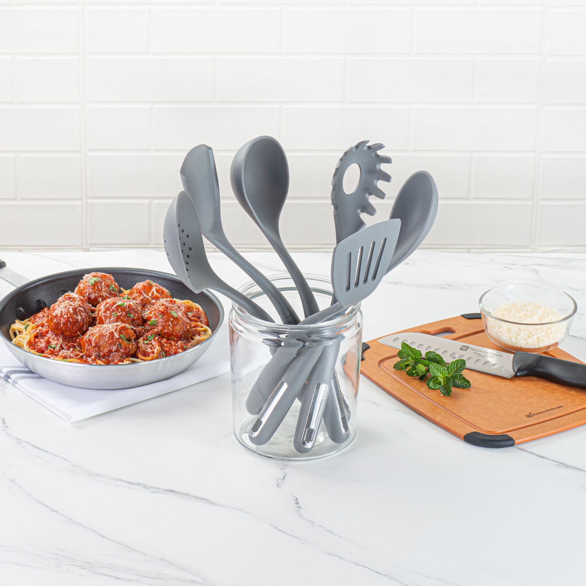 Met Lux Dark Gray Silicone Cooking Utensil Set - 6-Piece - 10 count box