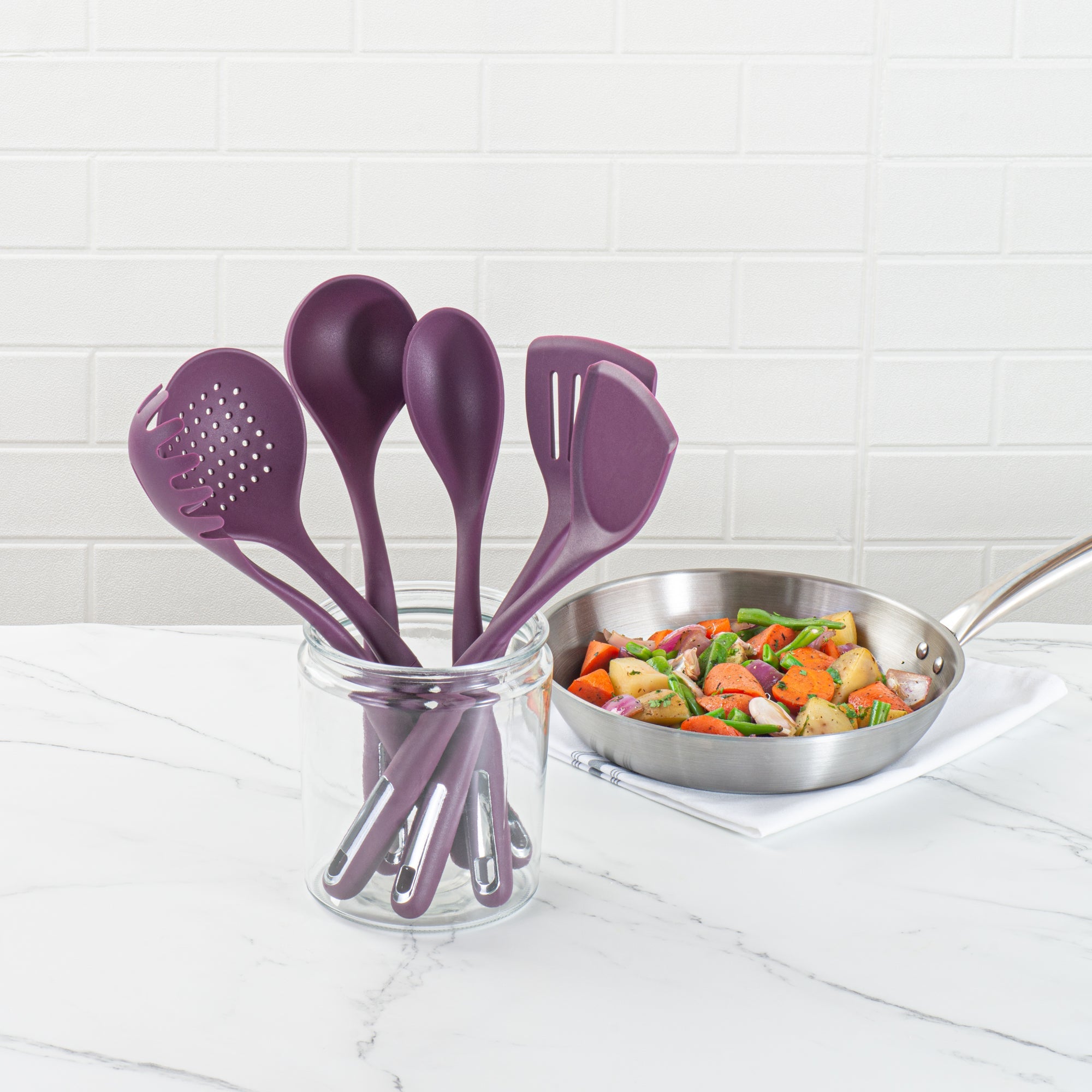 Met Lux Purple Silicone Cooking Utensil Set - 6-Piece - 10 count box