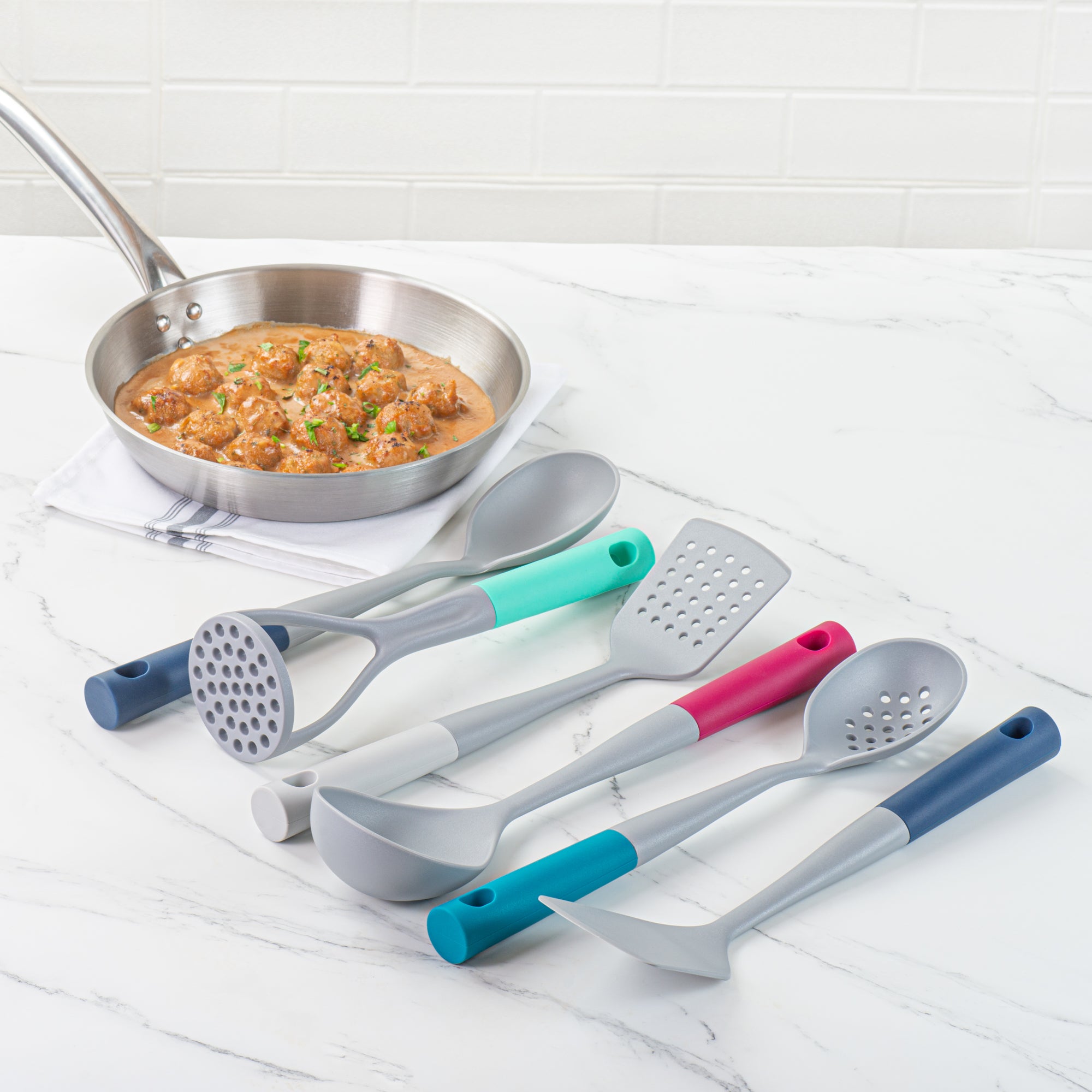Met Lux Gray and Assorted Nylon High Heat Cooking Utensil Set - 6-Piece - 1 count box
