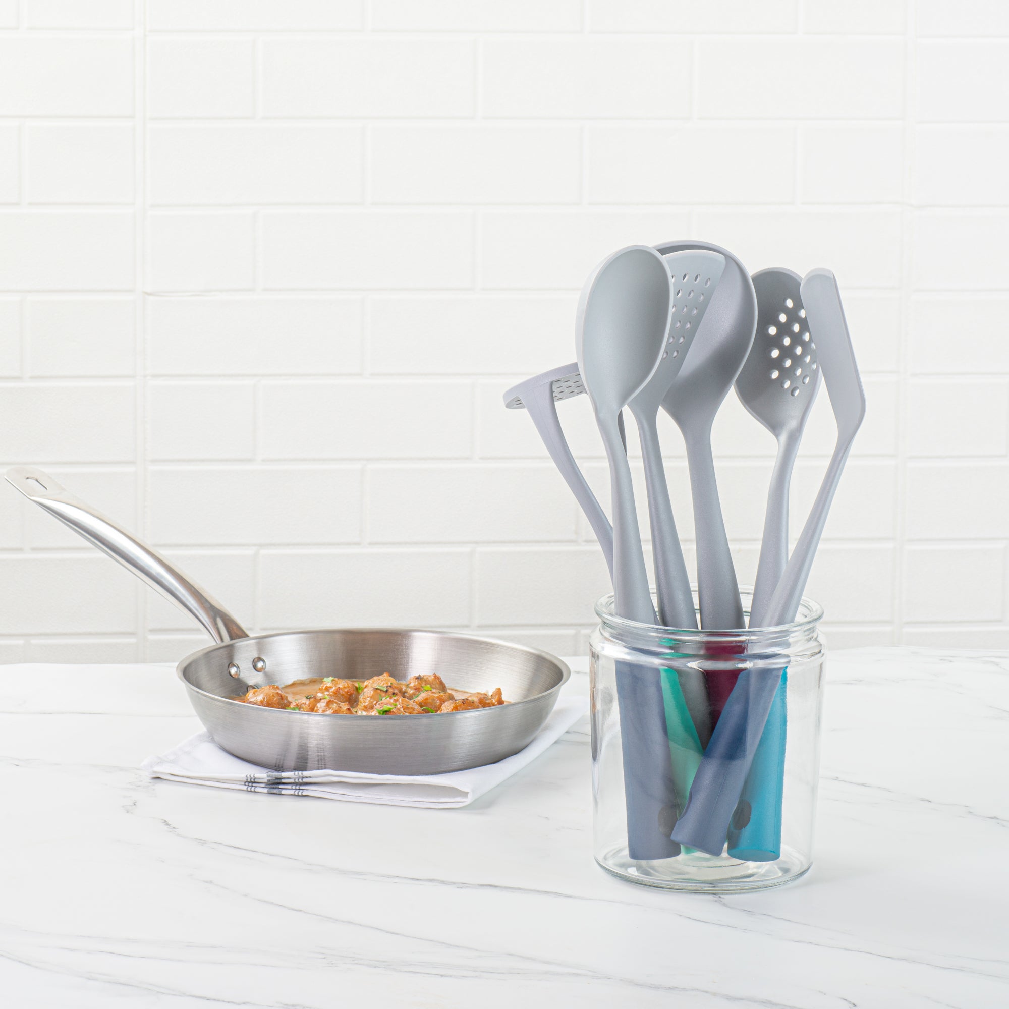 Met Lux Gray and Assorted Nylon High Heat Cooking Utensil Set - 6-Piece - 1 count box