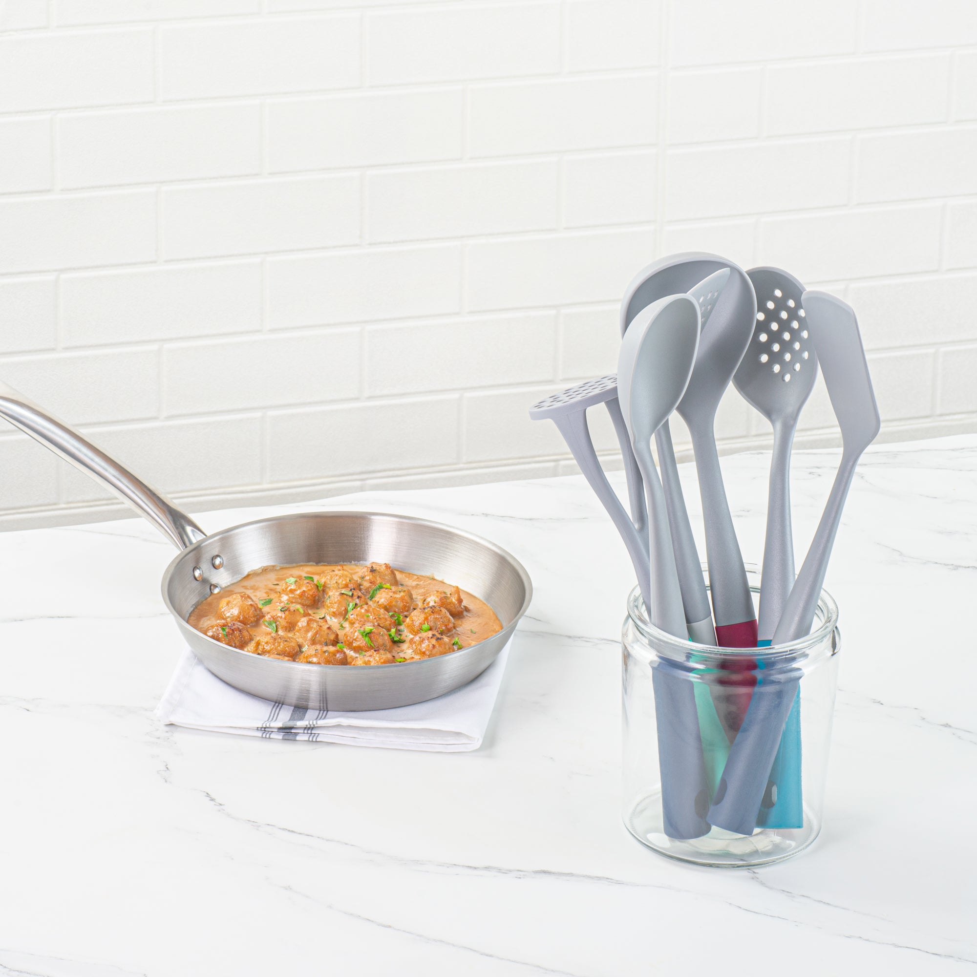 Met Lux Gray and Assorted Nylon High Heat Cooking Utensil Set - 6-Piece - 1 count box