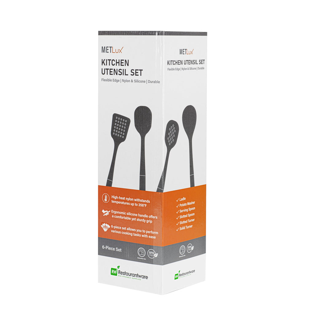 Met Lux Gray and Assorted Nylon High Heat Cooking Utensil Set - 6-Piece - 10 count box