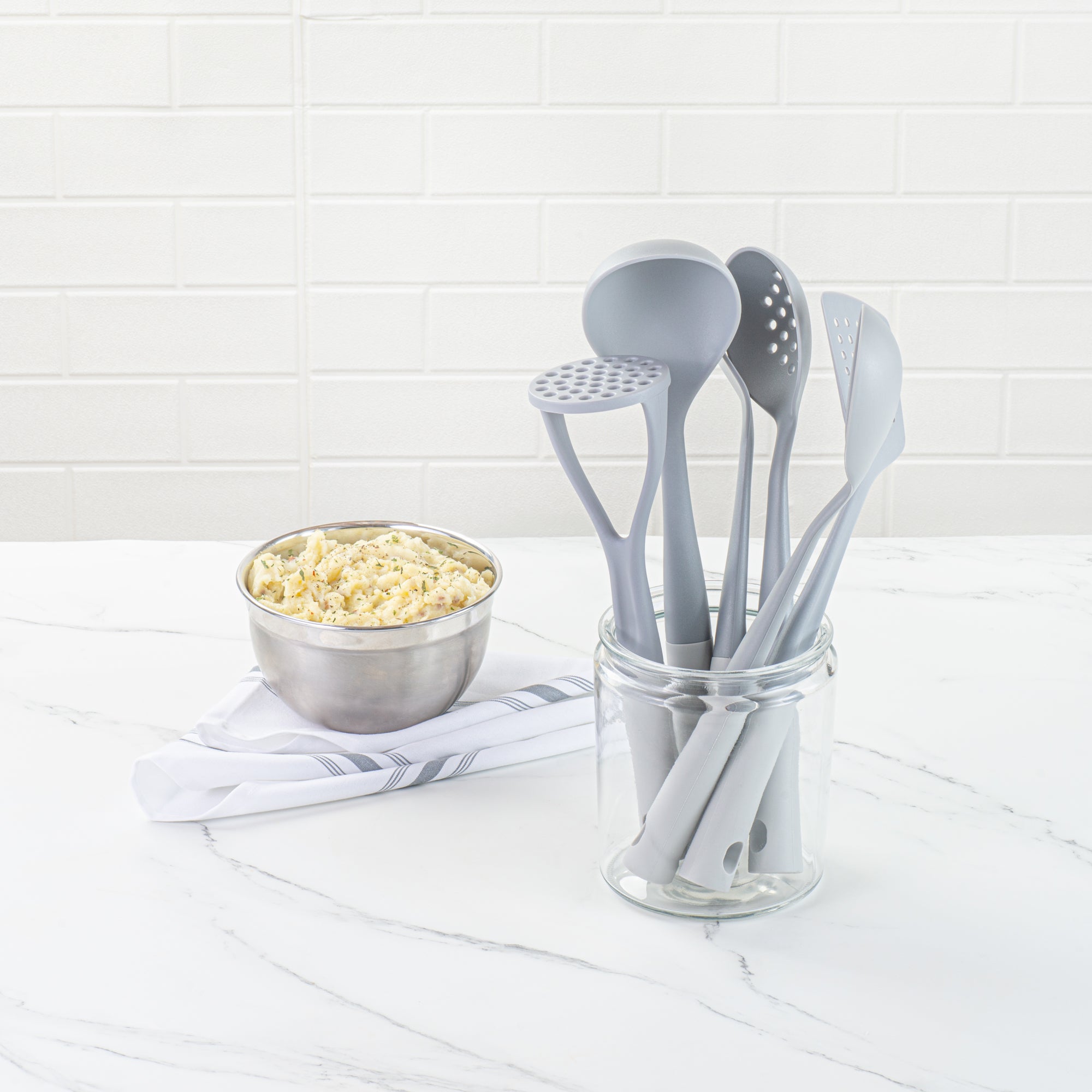 Met Lux Gray and White Nylon High Heat Cooking Utensil Set - 6-Piece - 1 count box