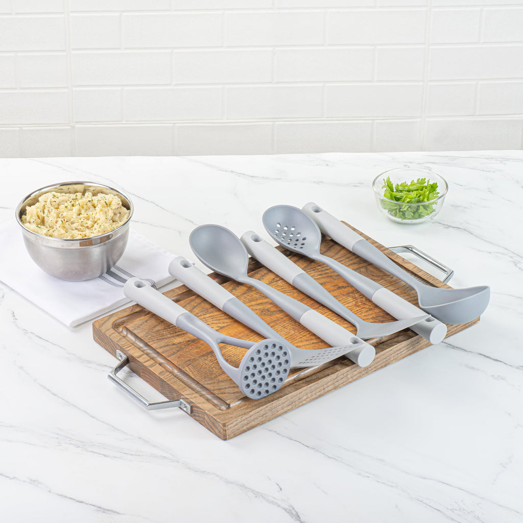 Met Lux Gray and White Nylon High Heat Cooking Utensil Set - 6-Piece - 1 count box