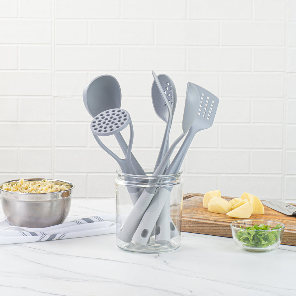 Met Lux Gray and White Nylon High Heat Cooking Utensil Set - 6-Piece - 10 count box
