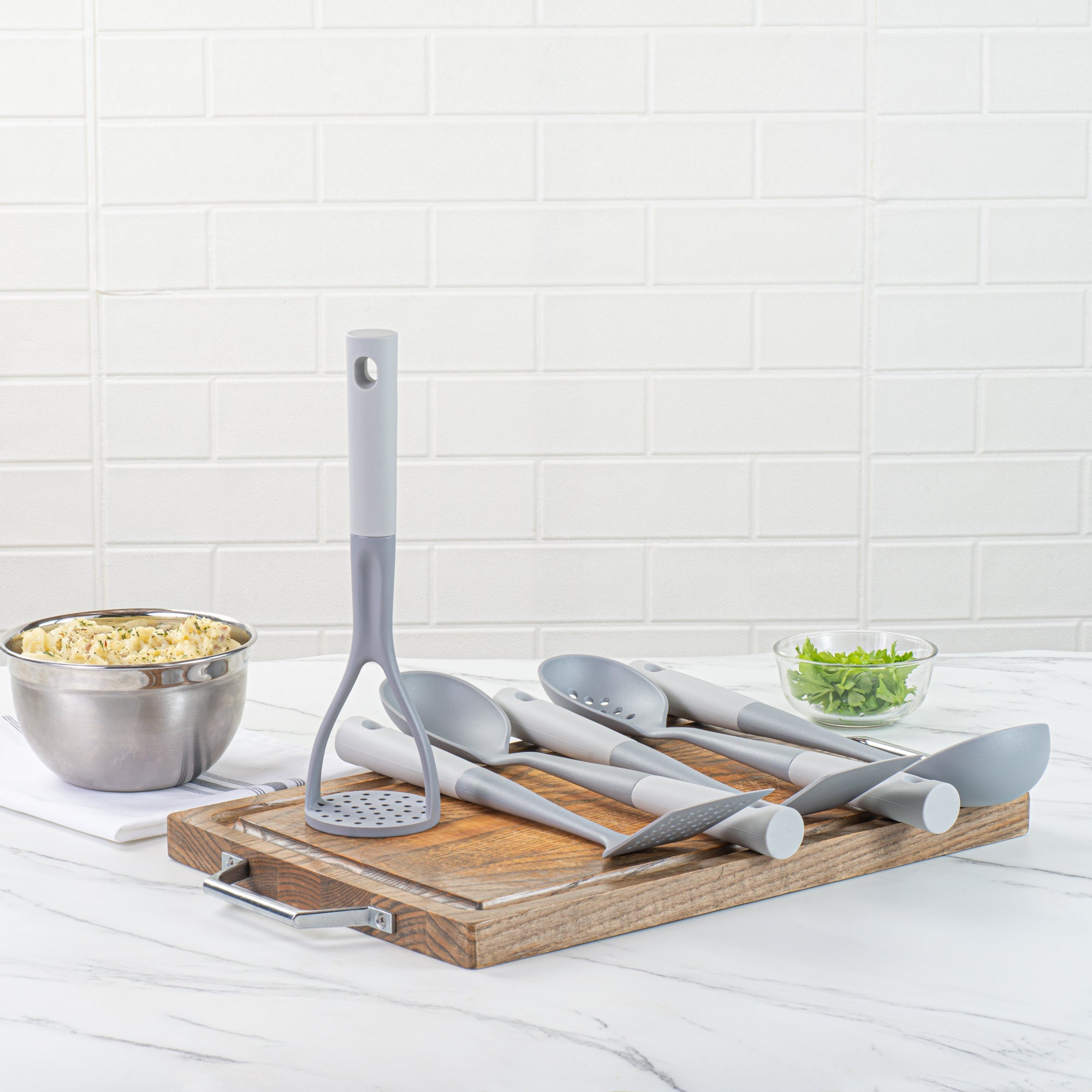 Met Lux Gray and White Nylon High Heat Cooking Utensil Set - 6-Piece - 10 count box