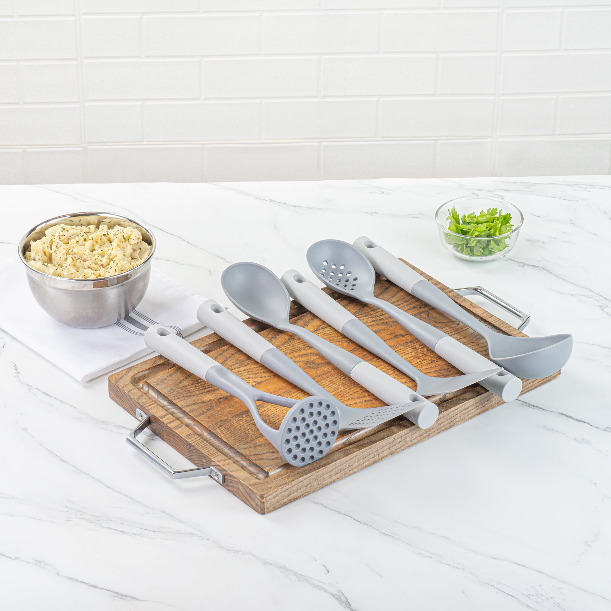 Met Lux Gray and White Nylon High Heat Cooking Utensil Set - 6-Piece - 10 count box