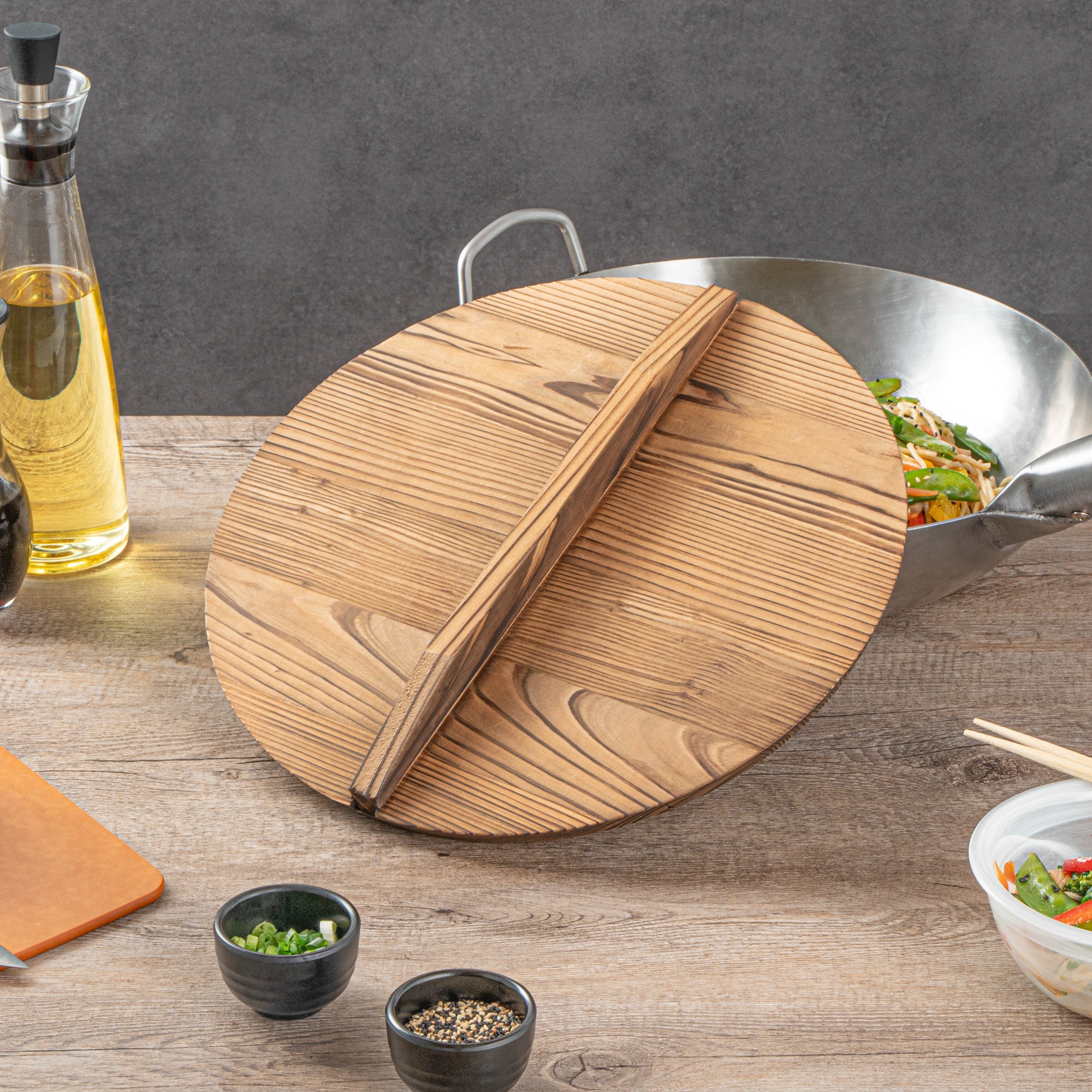 Motomori 12" Handmade Lightweight Wood Wok Lid - 10 count box