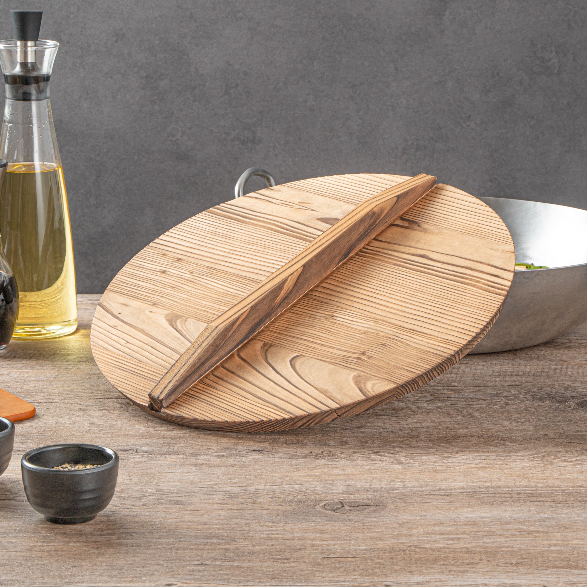 Motomori 12" Handmade Lightweight Wood Wok Lid - 10 count box