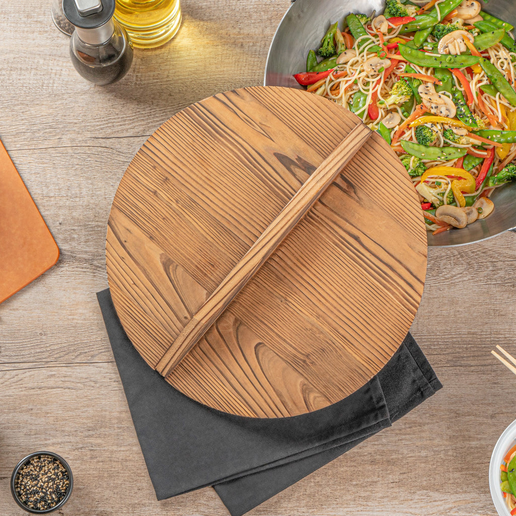 Motomori 12" Handmade Lightweight Wood Wok Lid - 10 count box