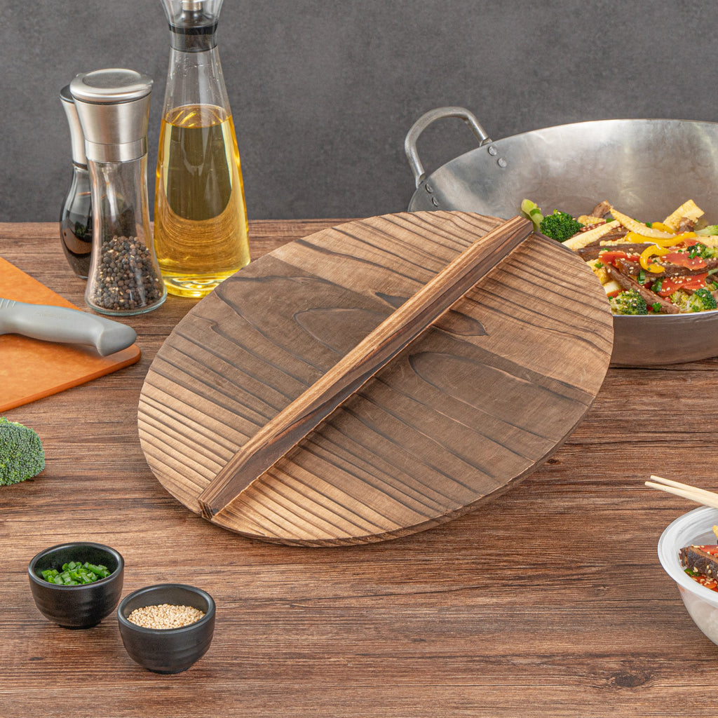 Motomori 14" Handmade Lightweight Wood Wok Lid - 1 count box